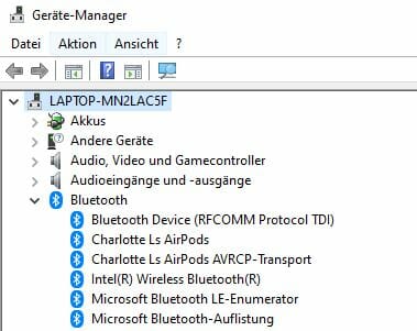 Bluetooth über Gerätemanager
