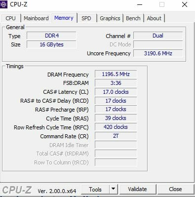 RAM-Timings CPU-Z