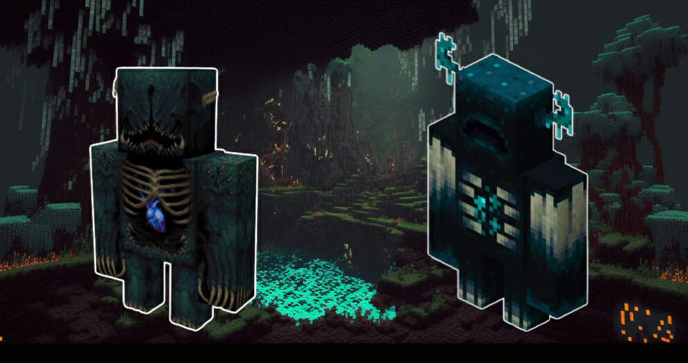 Minecraft Warden (Wächter) in einem tiefes Dunkel-Biom