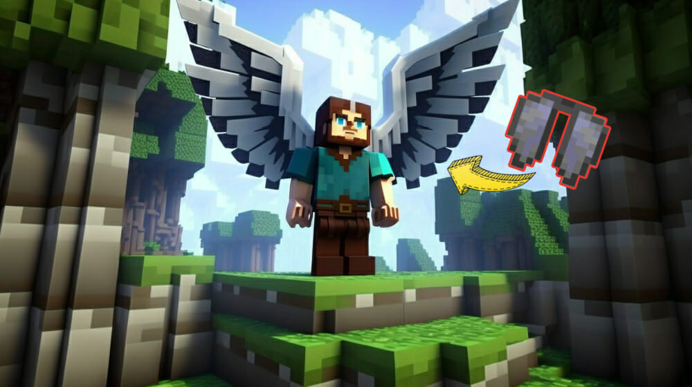 Minecraft Charakter mit modifizierten Elytra Flügeln (1)