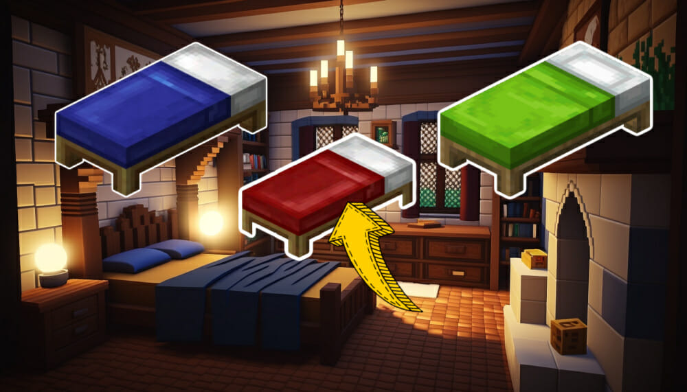 ein gemütliches Zimmer mit drei Minecraft Betten