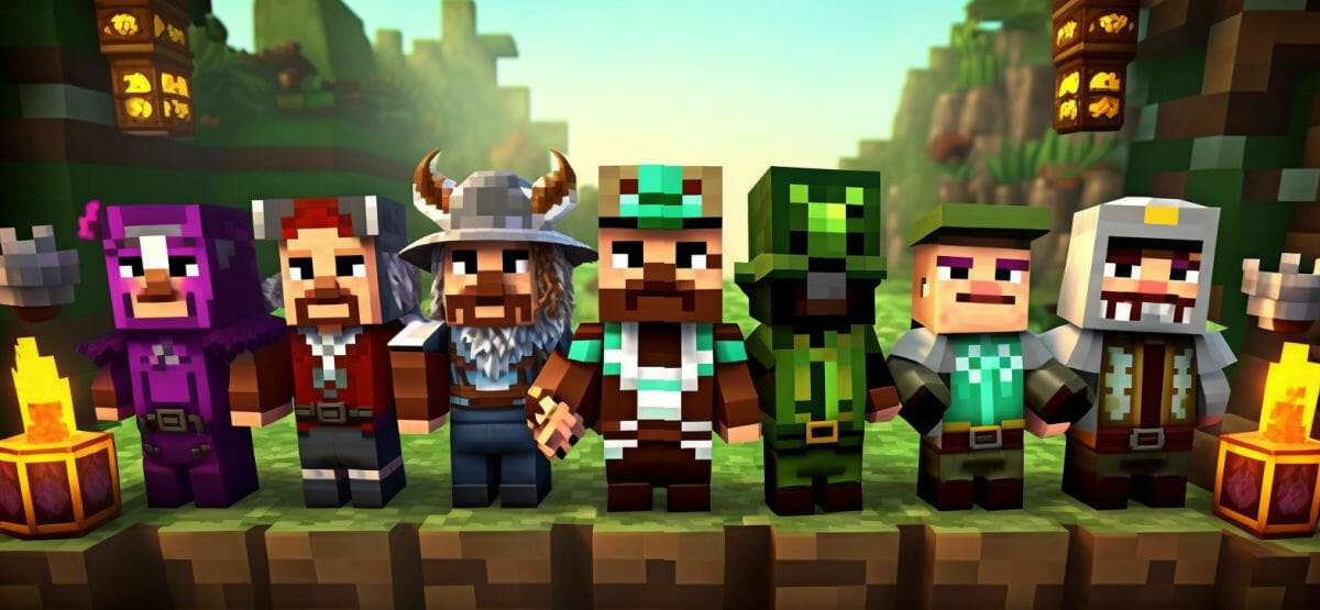Verschiedene Minecraft Villager nebeneinander