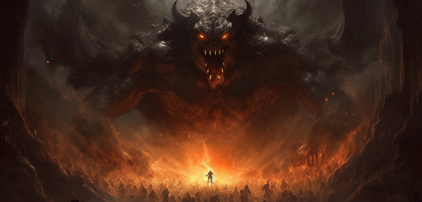 Ein großer Balrog Dämon in einer Diablo 4 Höllenflut