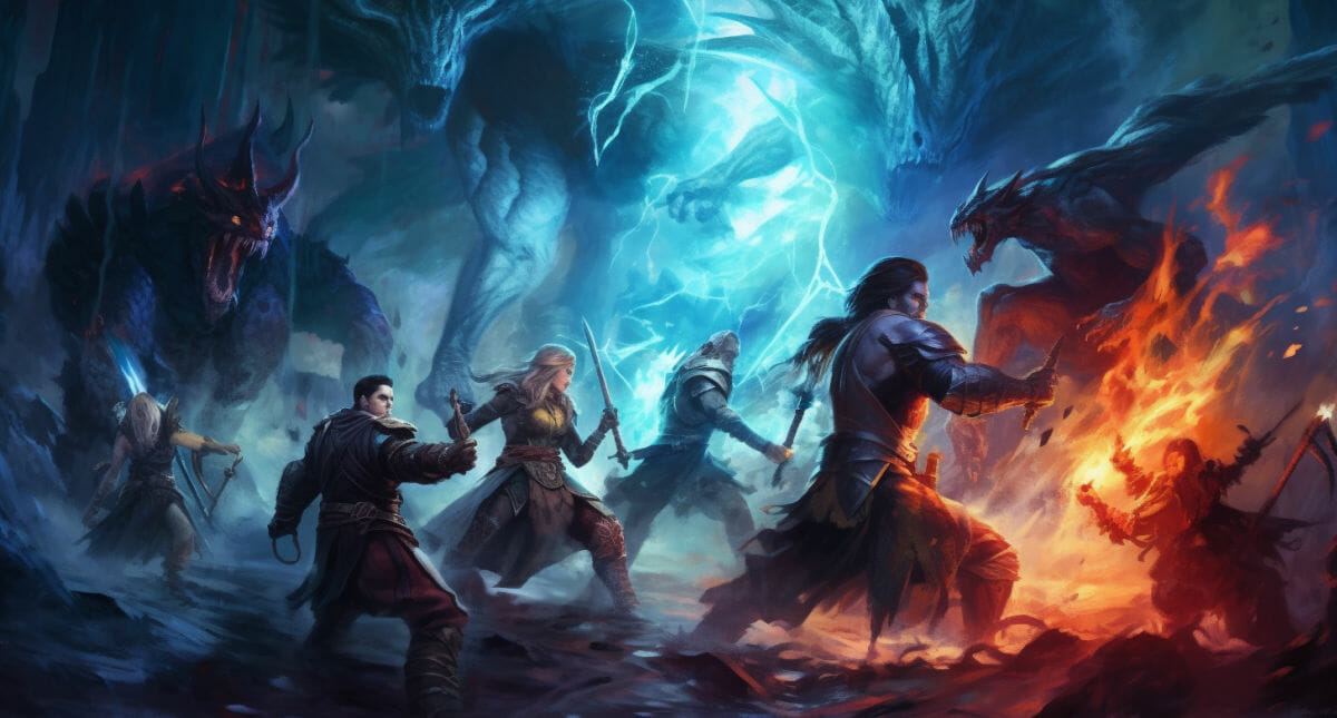 Eine Gruppe von Helden versucht in Diablo 4 schnell zu leveln und kämpft gegen Monster
