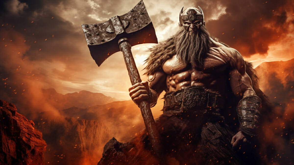 Ein Diablo 4 HotA Barbar mit seinem Hammer der Urahnen