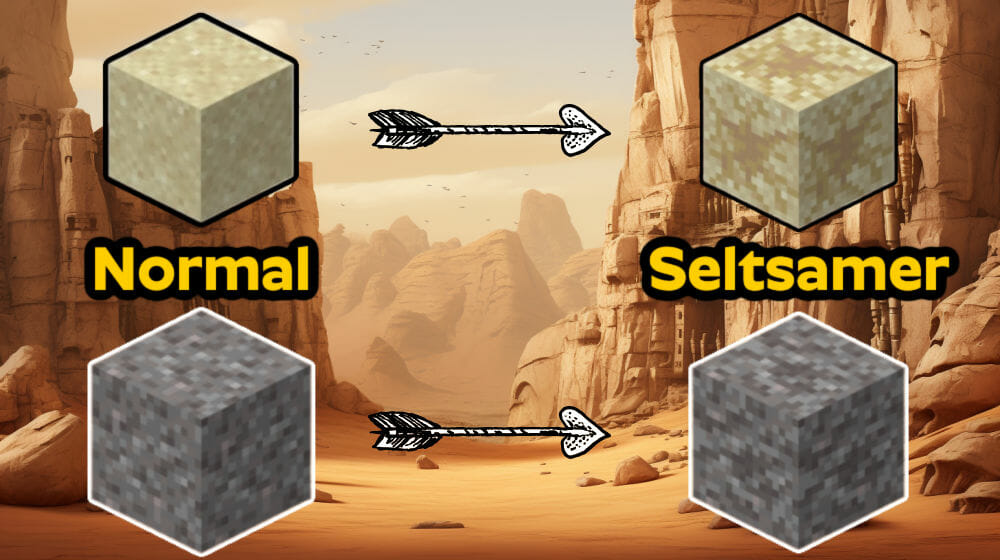 Seltsamer Sand und Kies im Vergleich mit normalen Blöcken in Minecraft